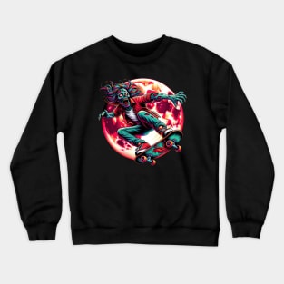 Halloween Zombie Skateboarder Crewneck Sweatshirt